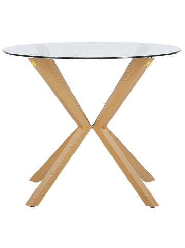 Beliani Esszimmertisch ALTURA in Transparent/Braun - (W) 90 x (H) 75 x (L) 90 cm