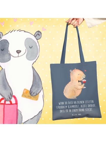 Mr. & Mrs. Panda canvas tasche Capybara Wein mit Spruch in Indigo Blue