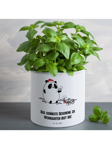 Mr. & Mrs. Panda XL Blumentopf Panda Weihnachtsgeschenk mit Spruch in Weiß