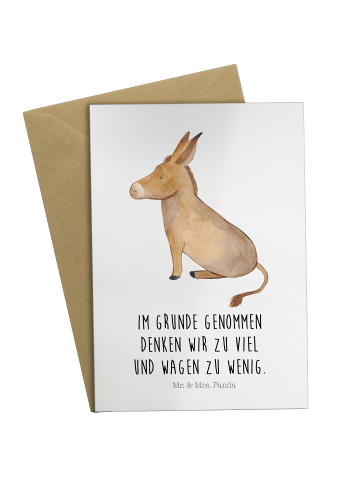 Mr. & Mrs. Panda Glückwunschkarte Esel mit Spruch in Weiß