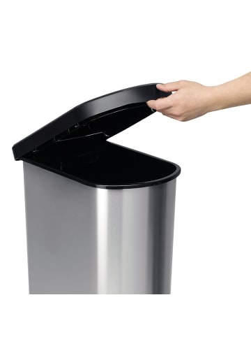 Rotho Paso Mülleimer 50l mit Deckel, Kunststoff (PP) in Carbon metallic