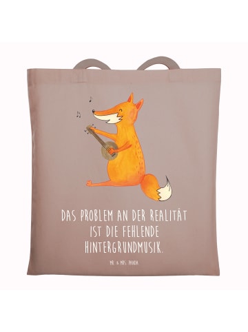 Mr. & Mrs. Panda Schultertasche Fuchs Gitarre mit Spruch in Braun Pastell