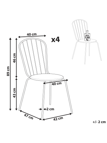Beliani 4er-Set Esszimmerstuhl CALVI in Blau