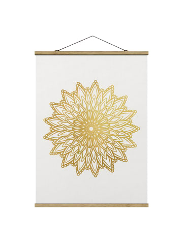 WALLART Stoffbild - Mandala Sonne Illustration weiß gold in Gold