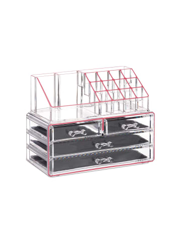 2x Make Up Organizer in Transparent/ Pink