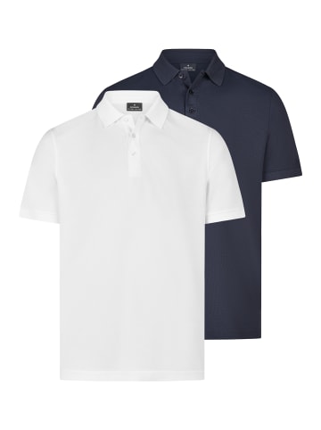 Ragman Poloshirt Basic in Weiß / dunkelblau