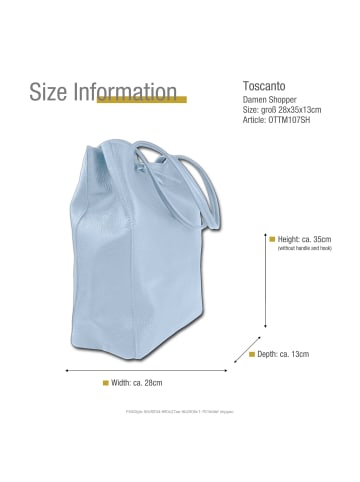Toscanto Leder Shopper, Schultertasche Toscanto Tasche hellblau ca. 28cm