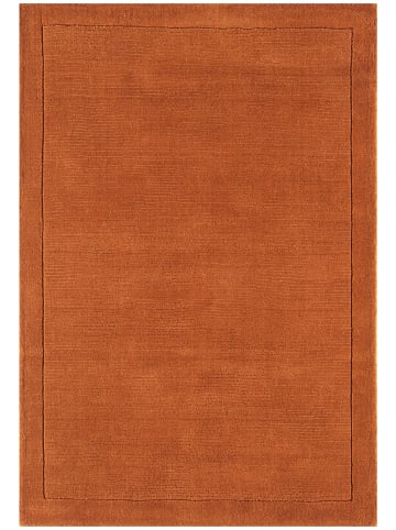 KADIMA DESIGN Teppich 100% Wolle handgewebt, Strukturdesign, einfarbig, weich in Terrakotta