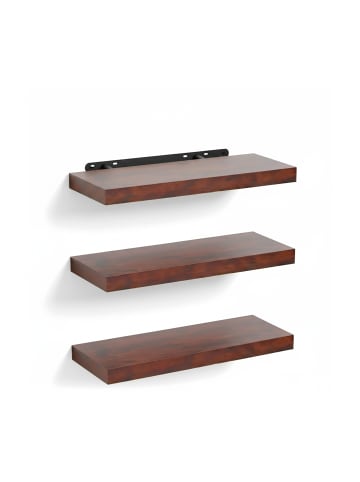relaxdays 3 x Wandregal in Braun/ Schwarz - (B)40 x (H)4 x (T)23 cm