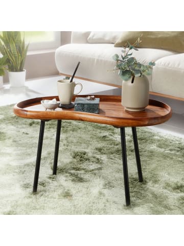 KADIMA DESIGN Couchtisch WL5.670 71x42x40 cm massiv Sofatisch Nierenform