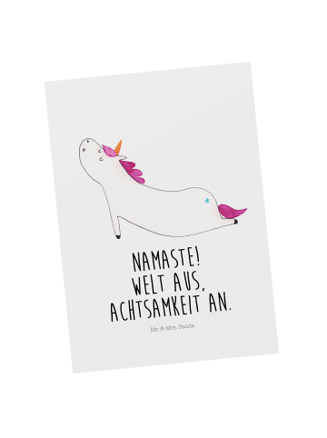 Mr. & Mrs. Panda Grußkarte Einhorn Yoga mit Spruch in Weiß