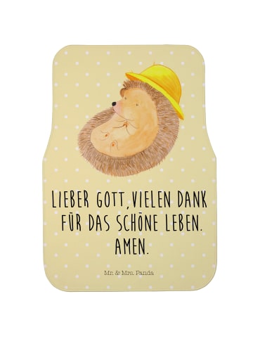 Mr. & Mrs. Panda Fahrer Autofußmatte Igel Beten mit Spruch in Gelb Pastell
