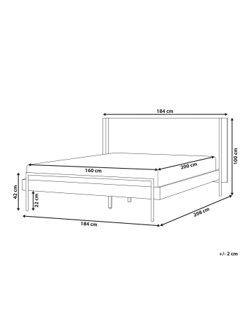 Beliani Doppelbett LIBERMONT in Braun/Schwarz - (W) 184 x (H) 100 x (L) 208 cm