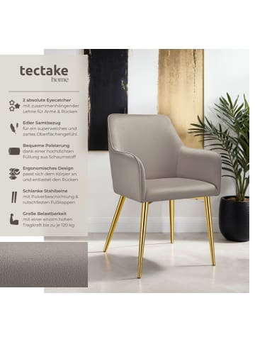tectake Armlehnstuhl in Samtoptik, gepolstert, 55 x 63,5 x 86,5 cm