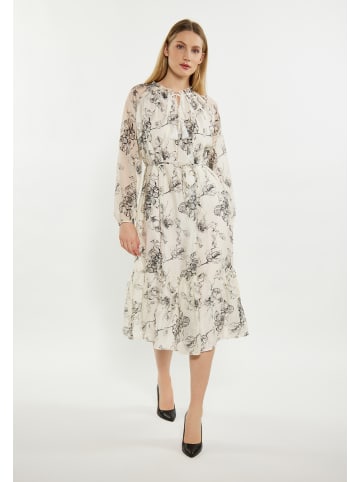 DreiMaster Damen Kleid in Schwarz Wollweiss