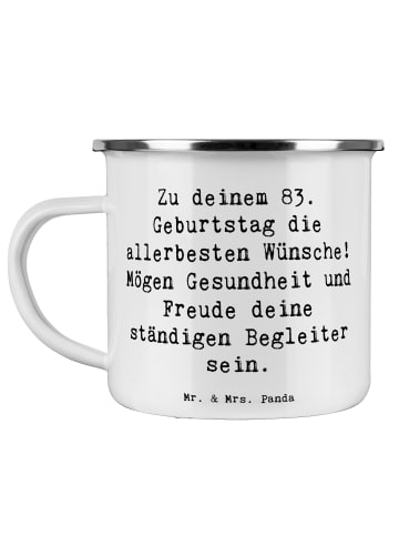 Mr. & Mrs. Panda Emaille Tasse Spruch 83. Geburtstag Glückwünsch... in Weiß