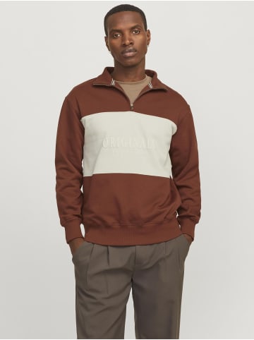 Jack & Jones Sweatshirt mit halbem Reißverschluss in Brandy Brown