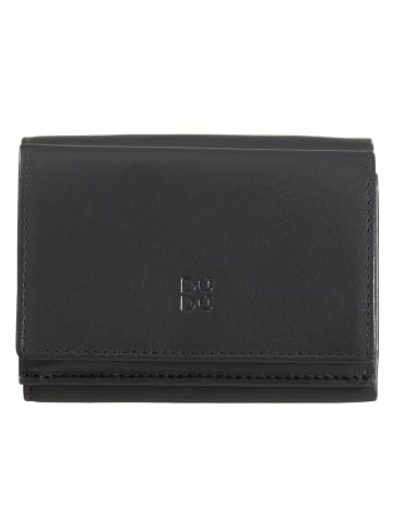 DuDu Geldbörse Leder 10 cm in schwarz