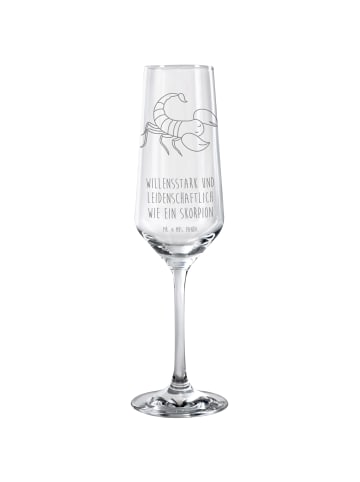 Mr. & Mrs. Panda Champagnerglas Sternzeichen Skorpion mit Spruch in Transparent
