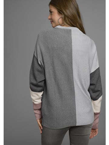 BOYSENS Rundhalspullover in wollweiß-grau-altrosa