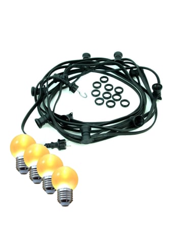 SATISFIRE Garten Party Lichterkette Illu 50 bernstein LED Kugellampen 50m schwarz