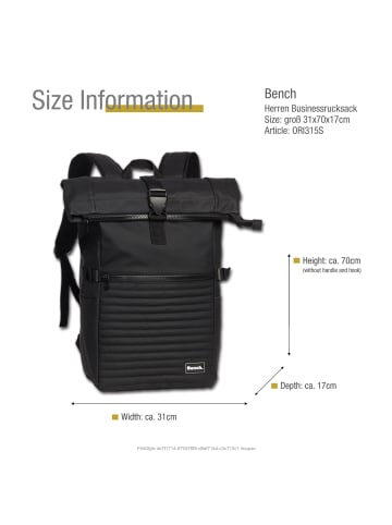 Bench Kunststoff, PU Businessrucksack Bench Rucksack schwarz ca. 31cm