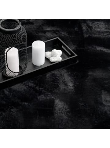 KADIMA DESIGN Teppich Kurzflor waschbar Einfarbig Wohnzimmer in Schwarz