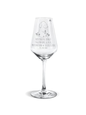 Mr. & Mrs. Panda Weinglas Hund Kleeblatt mit Spruch in Transparent
