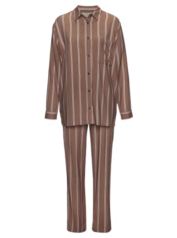LASCANA Pyjama in braun gestreift