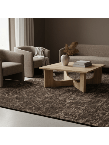 KADIMA DESIGN Teppich Kurzflor Unicolor Chenille Baumwolle Innen in Braun