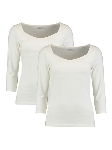 Hailys Dünnes 3/4 Arm Shirt 2-er Stück Set Stretch Longsleeve NOA in Weiß-2