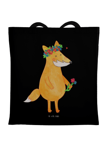 Mr. & Mrs. Panda Shopper Fuchs Blumen ohne Spruch in Schwarz