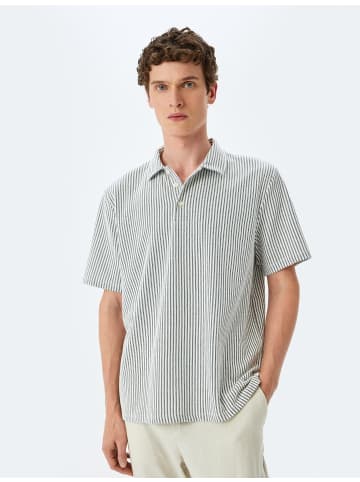 KOTON TSHIRT SS POLO in Grau Gestreift