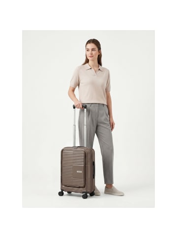 Redolz Essentials 17 2.0 4 Rollen Kabinentrolley 55 cm Laptopfach mit Dehnfalte taupe
