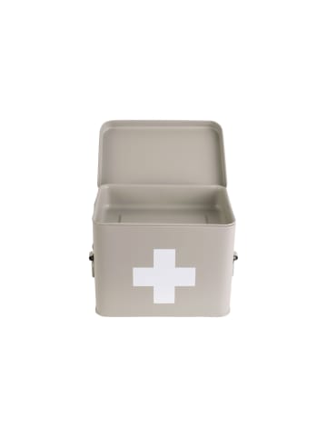 Present Time Erste Hilfe Kasten aus Metall in Beige, (B) 15,5 x (H) 16 x (L) 21,5 cm