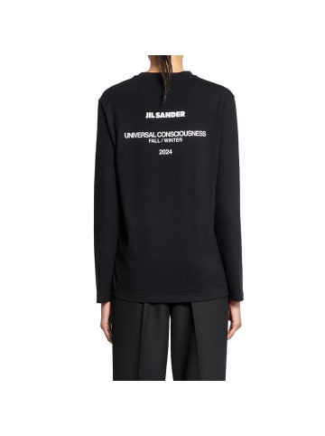Jil Sander Weiß Schwarz Baumwolle Lang Ärmel T-Shirt