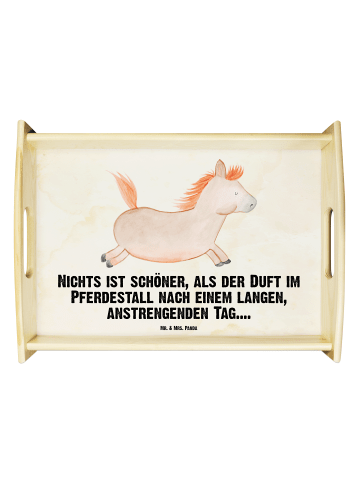 Mr. & Mrs. Panda Dekoratives Holztablett Pferd Springen mit Spruch in Vintage