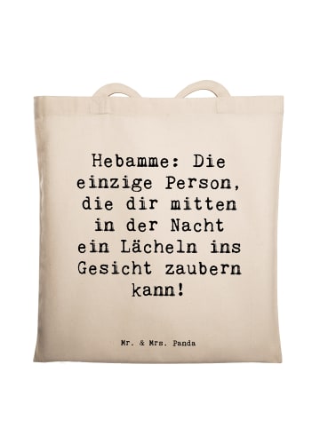 Mr. & Mrs. Panda Tragetasche Spruch Hebamme Lächeln mit Spruch in Creme