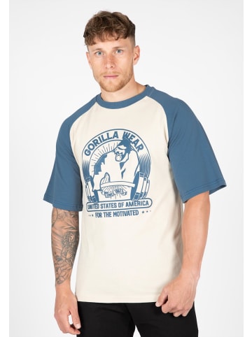 Gorilla Wear T-Shirt in Übergröße - Logan - Beige/Blue