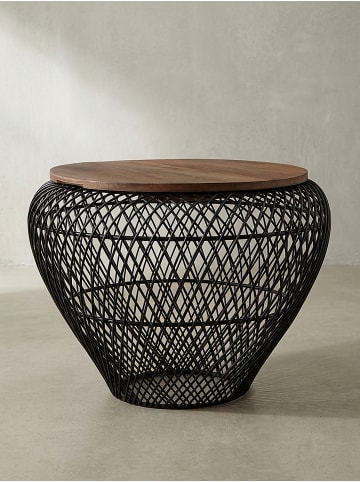 KADIMA DESIGN Couchtisch Massiv | Mango/Metall, 60x60cm, Schwarz, Stauraum in Schwarz