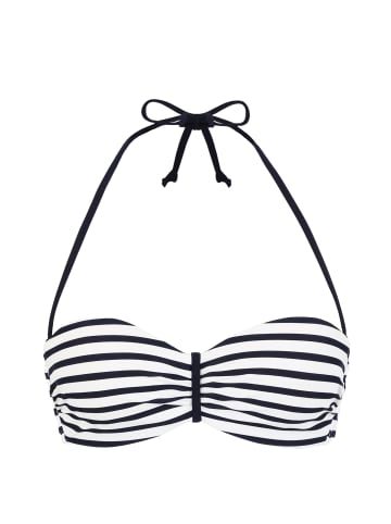 Venice Beach Bandeau-Bikini-Top in weiß-marine-gestreift