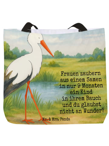 Mr. & Mrs. Panda Shopper Storch Design mit Spruch in Weiß