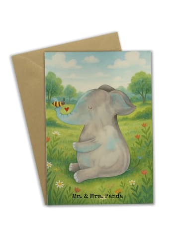 Mr. & Mrs. Panda Grußkarte Elefant Biene Design ohne Spruch in Weiß