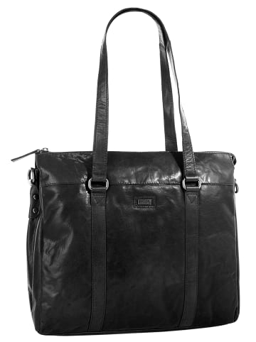 SPIKES & SPARROW Shopper echt Leder in schwarz