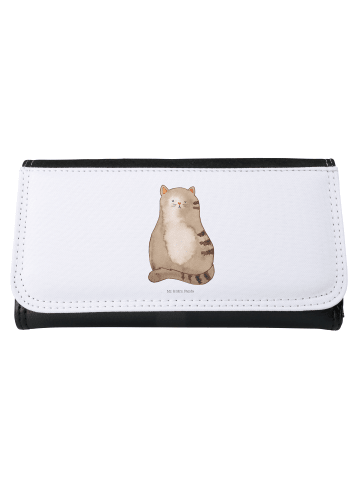 Mr. & Mrs. Panda Portemonnaie für Damen Katze Sitzen ohne Spruch in Weiß