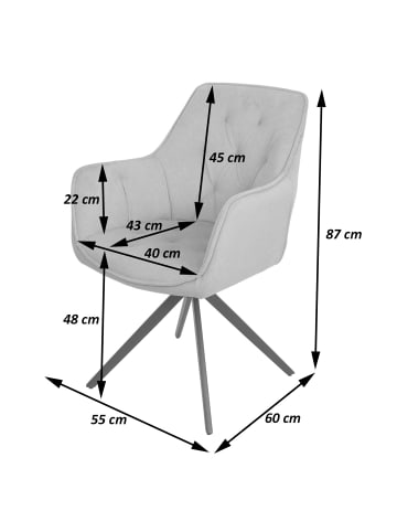 MCW 2er-Set Esszimmerstuhl L80 drehbar mit Armlehne, Anthrazit