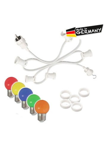 SATISFIRE Garten Party Lichterkette Illu 50 bunte LED Kugellampen 50m weiß