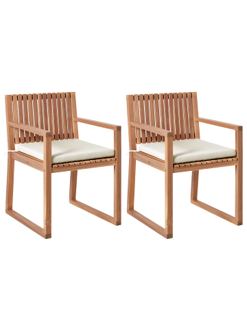 Beliani 4er-Set Gartenstuhl SASSARI PREMIUM  in Braun/Beige