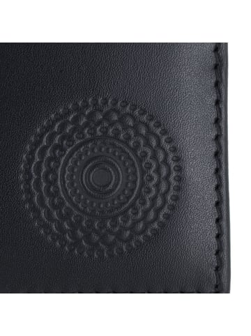 oxmox Leather Geldbörse RFID Schutz Leder 11 cm in schwarz-circle bloom