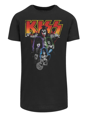 F4NT4STIC Long Cut T-Shirt Kiss Rock Band Neon in schwarz